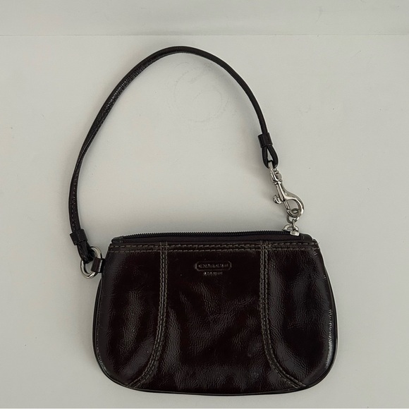 Coach Brown Patent Leather Clutch with Wristlet - Picture 6 of 6